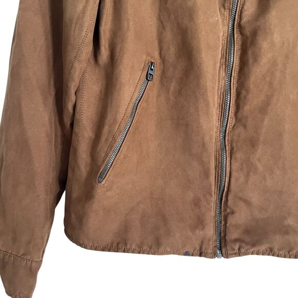 Zara Man Faux Suede Zip Jacket Shirt Men’s Small Brown Overshirt Shacket - Picture 8 of 13